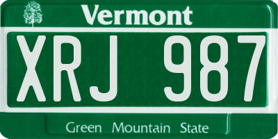 VT license plate XRJ987