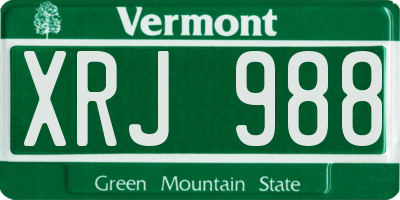 VT license plate XRJ988