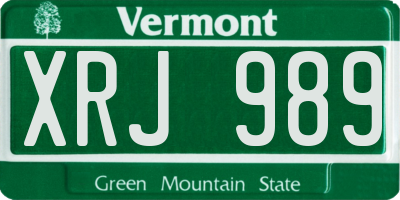 VT license plate XRJ989