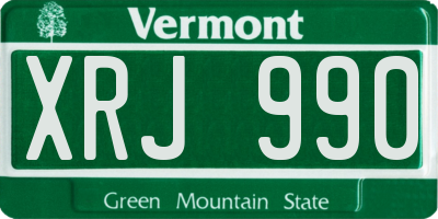 VT license plate XRJ990