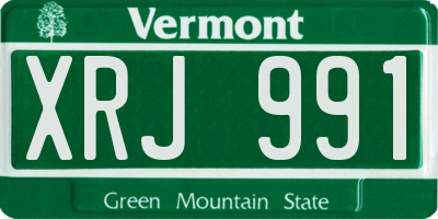 VT license plate XRJ991