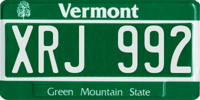 VT license plate XRJ992
