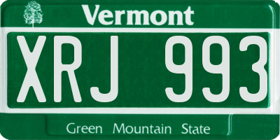 VT license plate XRJ993