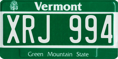 VT license plate XRJ994