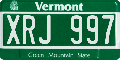 VT license plate XRJ997
