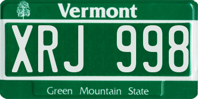VT license plate XRJ998