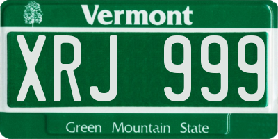 VT license plate XRJ999