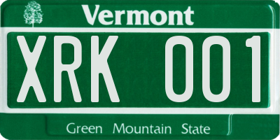 VT license plate XRK001