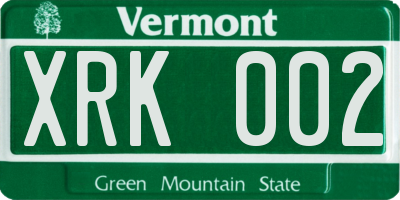 VT license plate XRK002