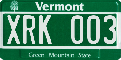 VT license plate XRK003