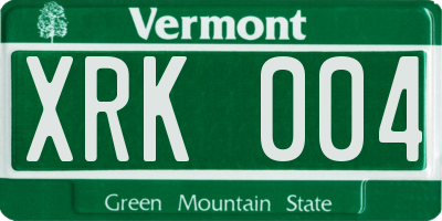 VT license plate XRK004