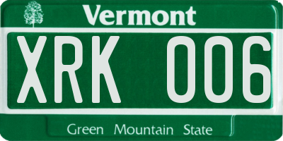 VT license plate XRK006