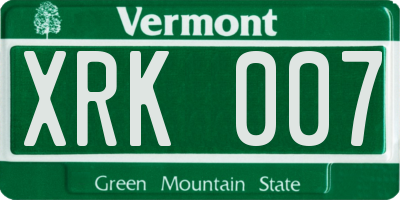 VT license plate XRK007