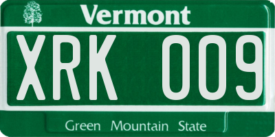 VT license plate XRK009