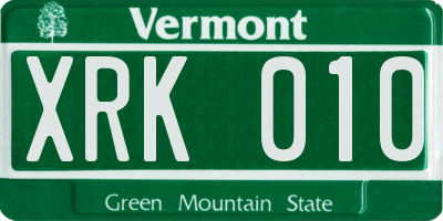VT license plate XRK010