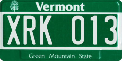 VT license plate XRK013