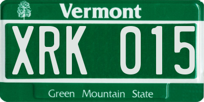 VT license plate XRK015
