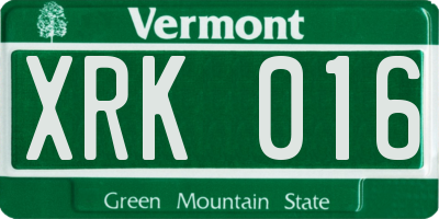 VT license plate XRK016