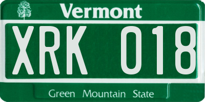 VT license plate XRK018