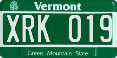 VT license plate XRK019