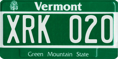 VT license plate XRK020