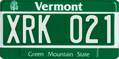 VT license plate XRK021