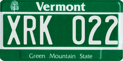 VT license plate XRK022