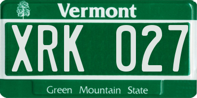 VT license plate XRK027