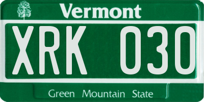 VT license plate XRK030
