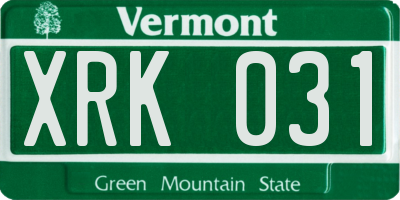 VT license plate XRK031