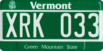 VT license plate XRK033