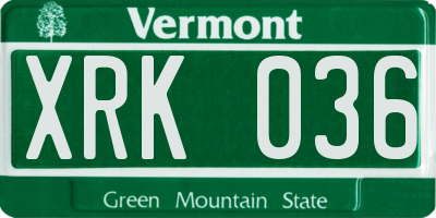 VT license plate XRK036