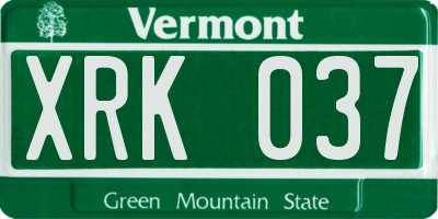 VT license plate XRK037