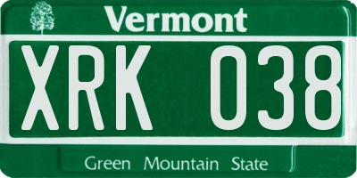 VT license plate XRK038