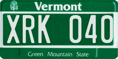 VT license plate XRK040