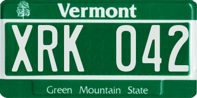 VT license plate XRK042