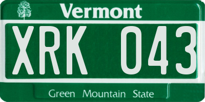 VT license plate XRK043