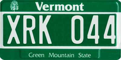 VT license plate XRK044