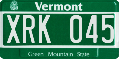 VT license plate XRK045