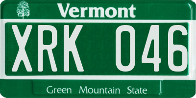 VT license plate XRK046