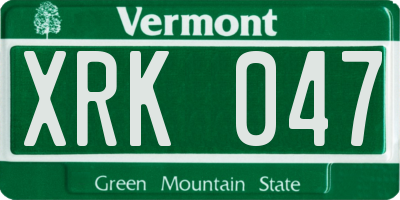 VT license plate XRK047