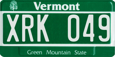 VT license plate XRK049