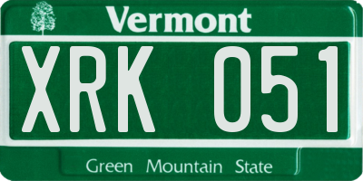 VT license plate XRK051