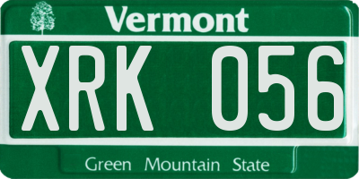 VT license plate XRK056