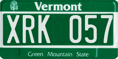 VT license plate XRK057