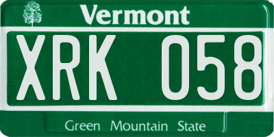 VT license plate XRK058