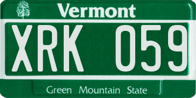 VT license plate XRK059