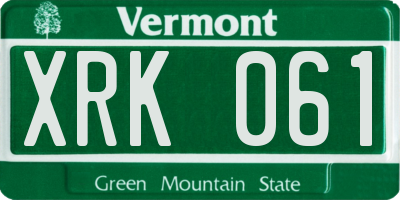 VT license plate XRK061