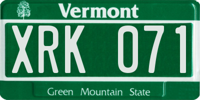 VT license plate XRK071