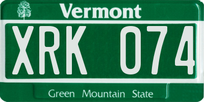 VT license plate XRK074